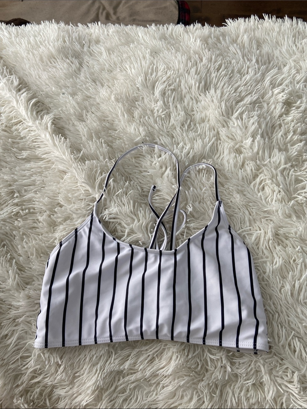 SHEIN White Cami with Black Vertical Stripes